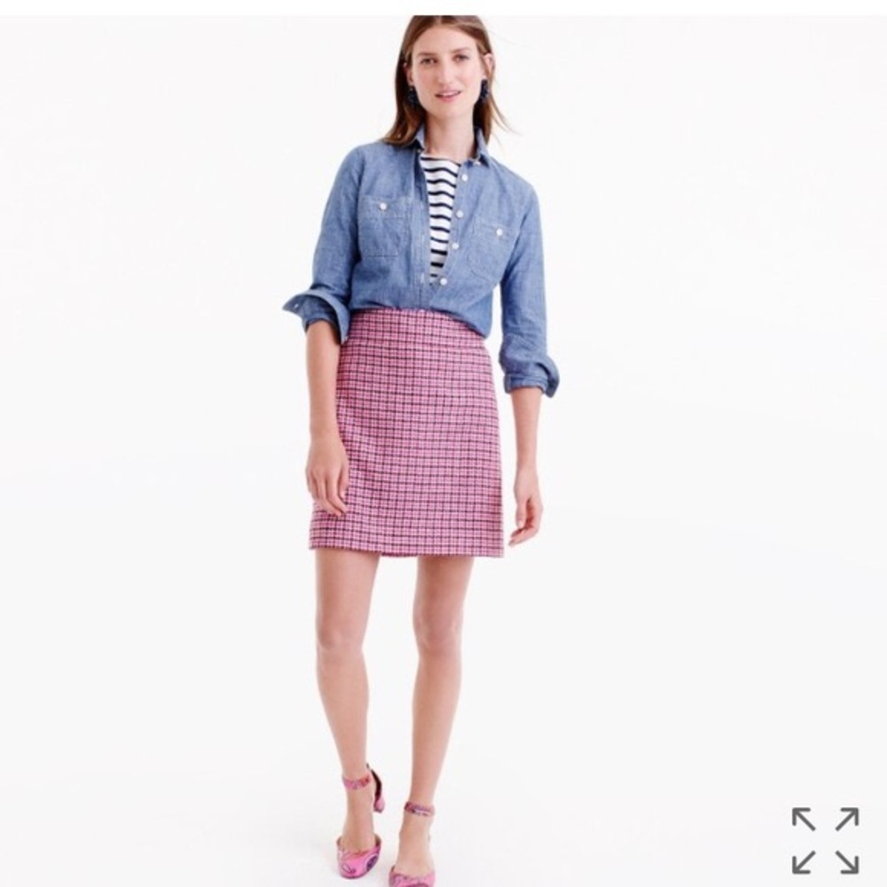 J Crew Pink Houndstooth Wool Skirt Size 4 - Picture 2 of 3